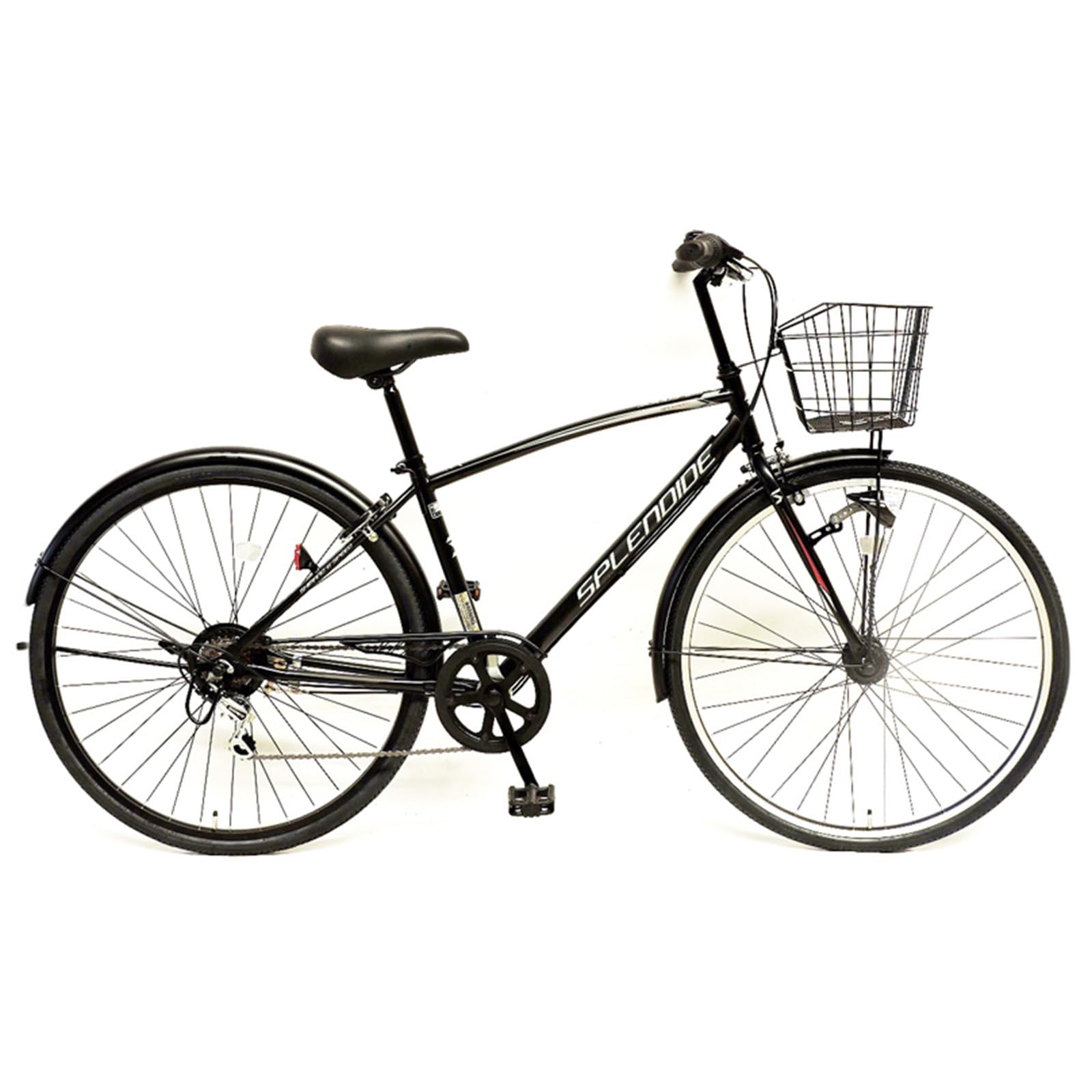 Amazon | SPLENDIDE 27型 カゴ付きクロスバイク 自転車（ブラック